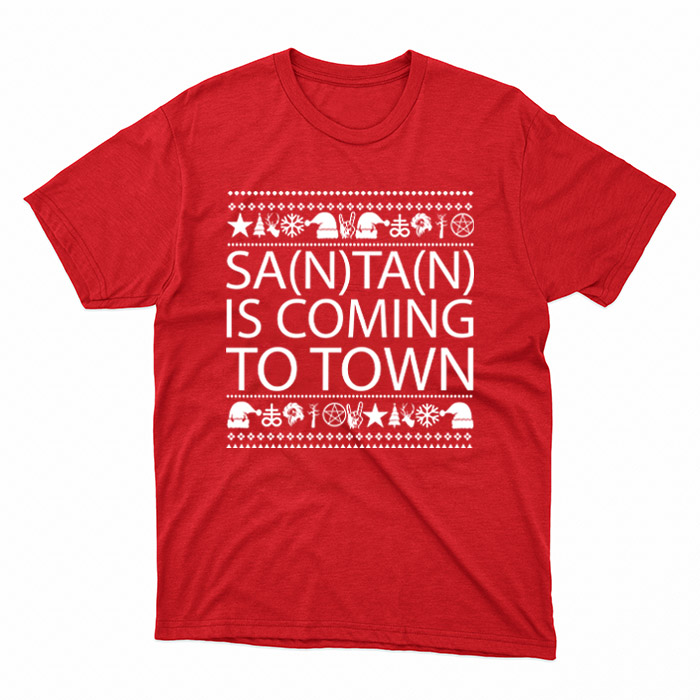 T-SHIRT SANTA OR SATAN IS COMING TO TOWN (RED), HammerLand